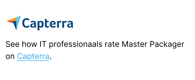 Capterra reviews about Master Packager