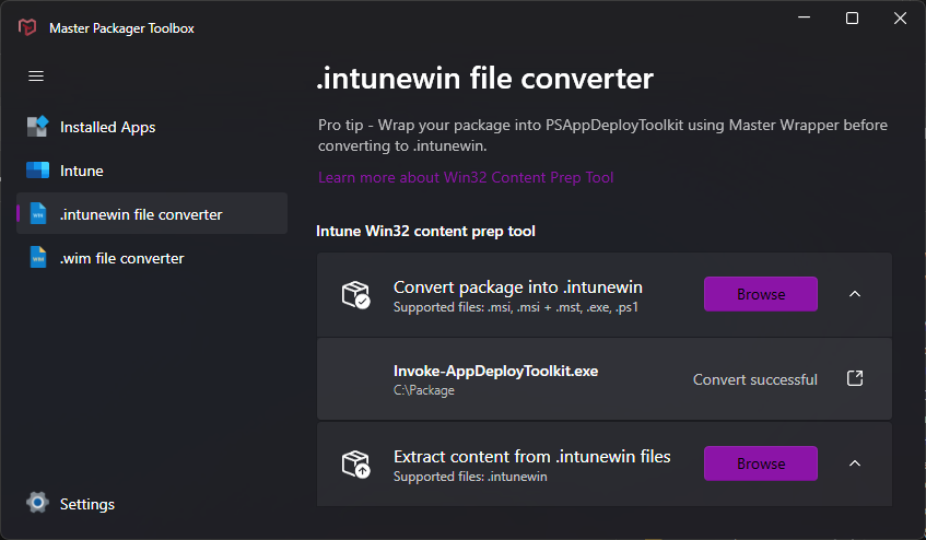 Create Intunewin file