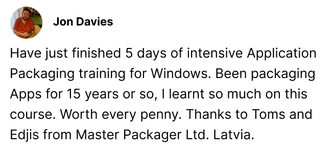 Jon Davies on LinkedIn abou Master Packager live workshop