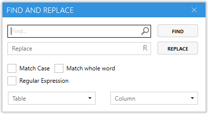 Master Packager table editor - Find and Replace