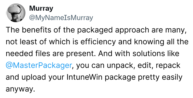 Marray on X about Master Packager
