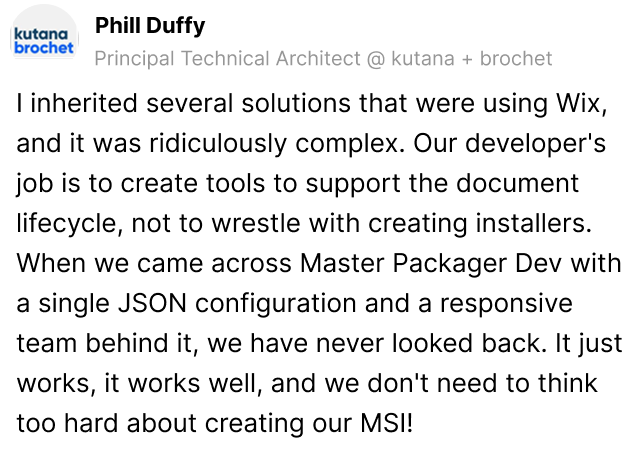 Phill Duffy Kutana Brochet Master Packager Dev